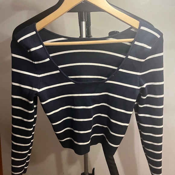 NWOT Zara Navy blue and white knit tank top - Picture 5 of 7